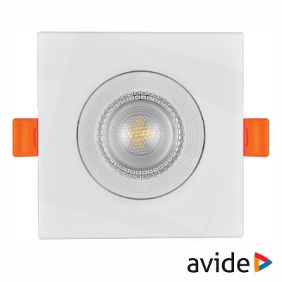 Luz LED embutida quadrada branca com lentes circulares e alavancas laranjas