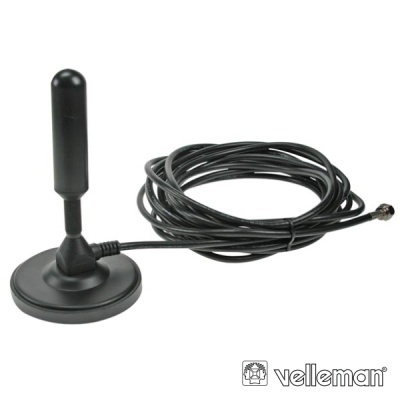 Antena magnética preta com cabo longo e conector