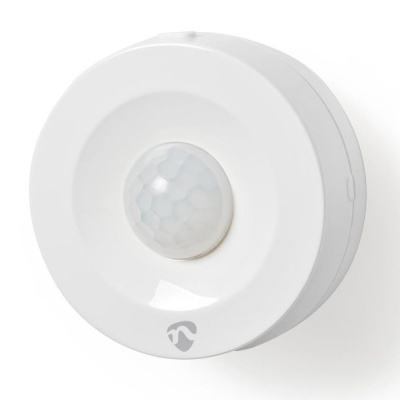 Sensor de movimento circular branco com visor hexagonal