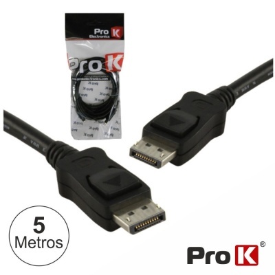 Cabo DisplayPort preto de 5 metros com embalagem Pro K