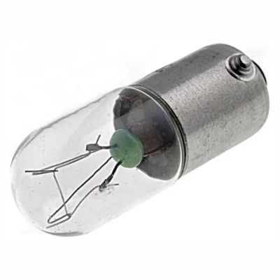 Lâmpada incandescente pequena com base metálica e vidro transparente