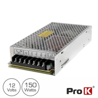 Fonte de alimentação Pro K metálica prateada 12V 150W