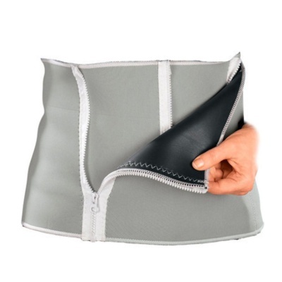 Cinta abdominal cinzenta com fecho e interior preto