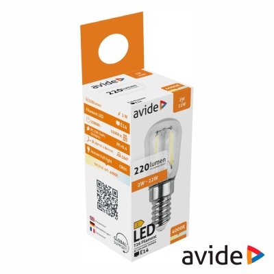 Lâmpada LED Avide 2W-22W E14 220 lumen na embalagem branca e laranja