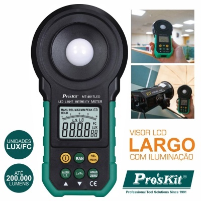 Fotómetro digital Pro'sKit MT-4617LED com sensor esférico e visor LCD