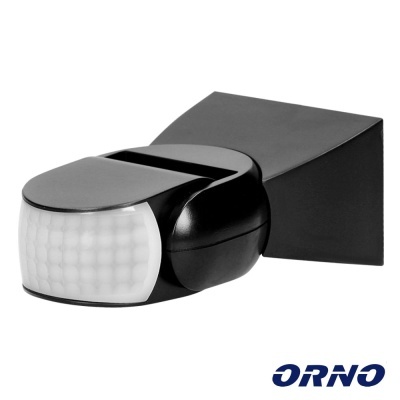 Sensor de movimento preto ORNO com cobertura translúcida e base quadrada
