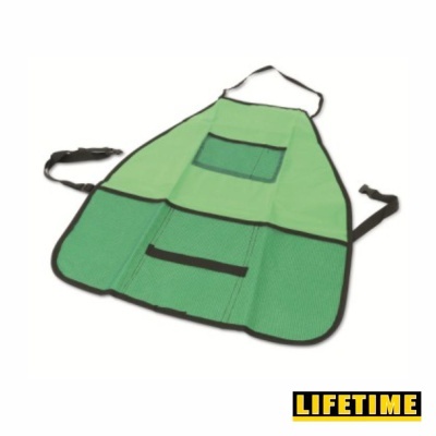 Avental verde com bolsos e tiras pretas para jardinagem ou limpeza