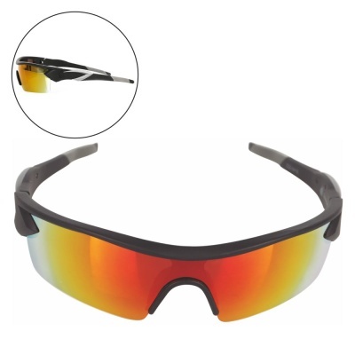 Óculos de sol desportivos com lentes espelhadas laranja/vermelho e armação preta