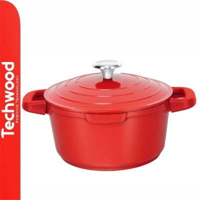 Caçarola vermelha com tampa e alças largas