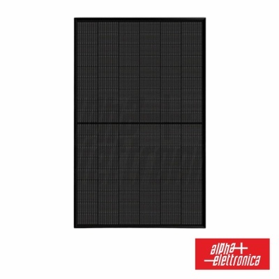 painel solar fotovoltaico preto com logótipo Alpha Elettronica