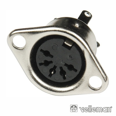 Conector embutido metálico com entrada circular preta de 5 pinos