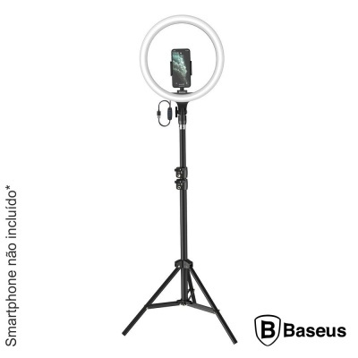 Tripé com ring light circular e suporte para telefone