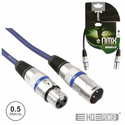 Cabo DMX azul com conectores XLR e embalagem preta