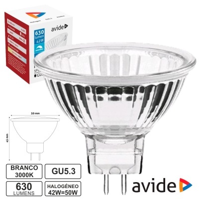 Lâmpada halogénea avide GU5.3 de vidro transparente com base de dois pinos e embalagem