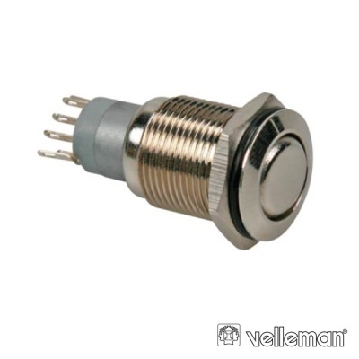 Botão de pressão metálico cilíndrico com terminais de ligação