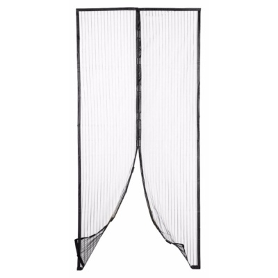 Cortina mosquiteira preta fina e transparente com abertura central