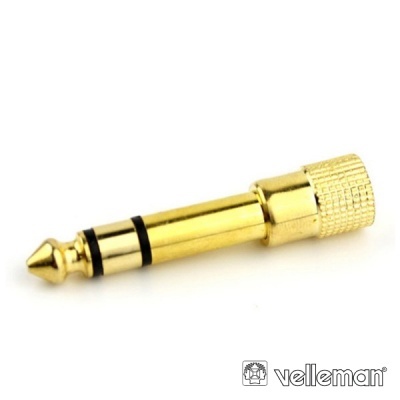 Adaptador jack 6,35mm dourado com anilhas pretas