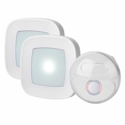 Sensores quadrados brancos com dispositivo circular branco de botão no centro