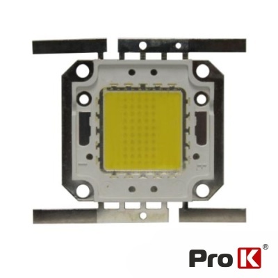 Chip LED quadrado amarelo com suporte branco e preto e logótipo Pro K