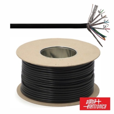 Rolo de cabo elétrico preto com várias condutas internas coloridas