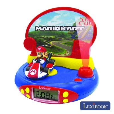 Relógio digital temático Mario Kart com personagem Mario em kart e visor digital