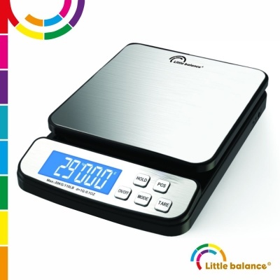 Balança digital Little Balance com ecrã LCD azul e botões