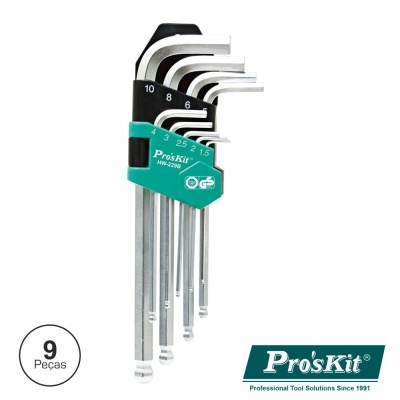 Conjunto de 9 chaves Allen Pro'sKit em suporte verde