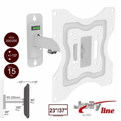 Suporte de parede metálico branco ajustável para TV com capacidade 15 kg e VESA 200x200