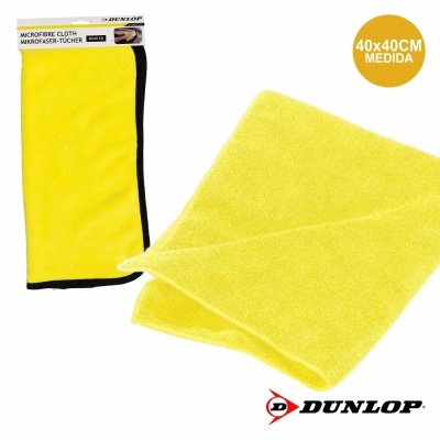 Pano de microfibra amarelo 40x40 cm da Dunlop com embalagem e logo