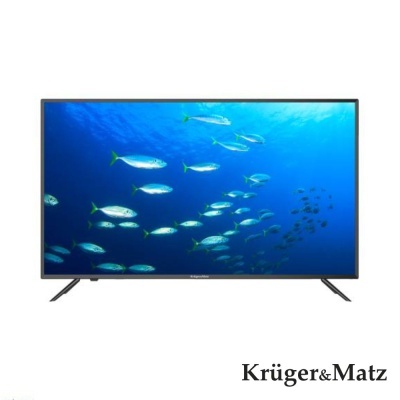 Televisor Krüger&Matz com imagem de peixes no ecrã.