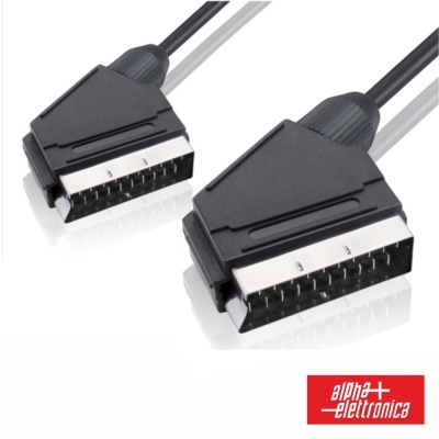 Cabo SCART preto com pinos e logo alpha elettronica