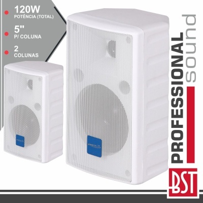 Par de colunas profissionais de som BST brancas com grelha frontal