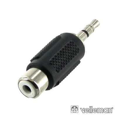 Adaptador jack 3,5 mm para RCA preto e metal cromado