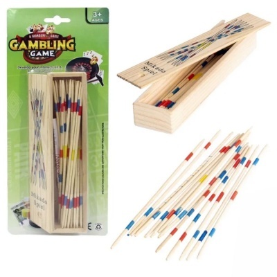 Jogo de palitos Gambling Game em caixa de madeira e embalagem verde