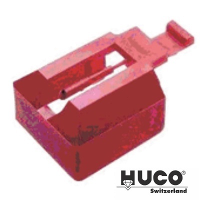 Dispenser de fita cola vermelho com rolo de fita transparente