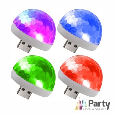 Luzes de festa coloridas com base USB e cúpula facetada em quatro cores