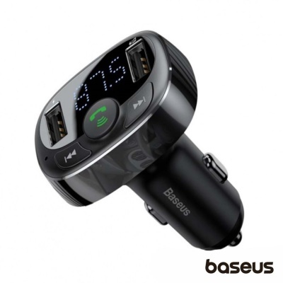 Carregador de carro Baseus preto com visor LED e dois USB
