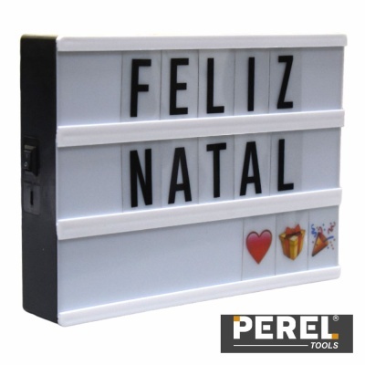 Placa luminosa FELIZ NATAL com LED e símbolos decorativos, marca PEREL TOOLS
