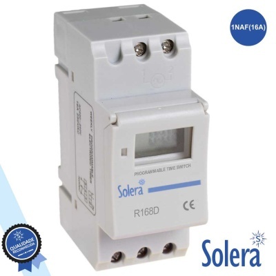 Interruptor programável Solera R168D branco com visor digital e certificação CE