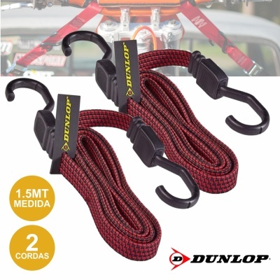 Duas cordas elásticas vermelhas e pretas com ganchos pretos DUNLOP