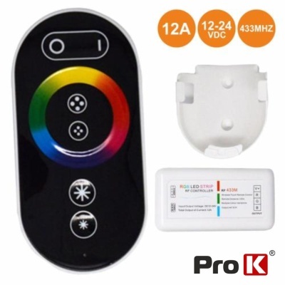 Comando remoto táctil para fitas LED RGB com controlador e receptor Pro K