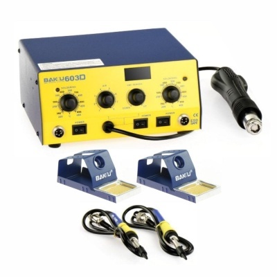 Estação de soldadura BAKU 603D azul e amarelo com acessórios