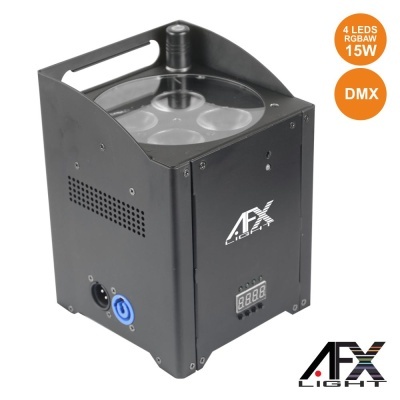 Projetor de luz LED AFX Light preto com 4 LEDs visíveis e painel digital