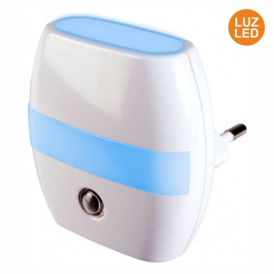 Luz LED noturna elétrica branca e azul com tomada europeia