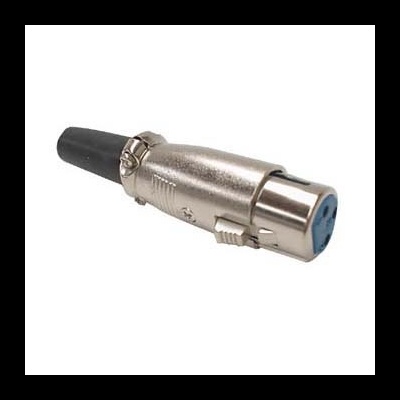 Conector XLR metálico prata com cabo preto