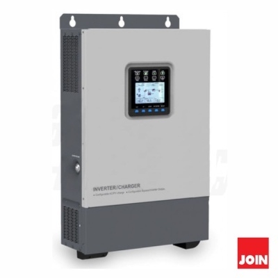 Inversor/carregador elétrico cinzento com ecrã digital e ventoinhas