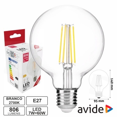 Lâmpada LED Avide filamento E27 branco 2700K 7W embalagem