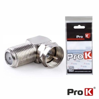 Conector Pro K em L prateado com embalagem transparente e logótipo Pro K.