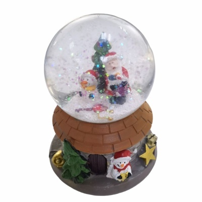 Globo de neve decorativo com Pai Natal e boneco de neve