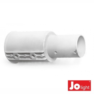 Conector tubular branco com logótipo JOlight.